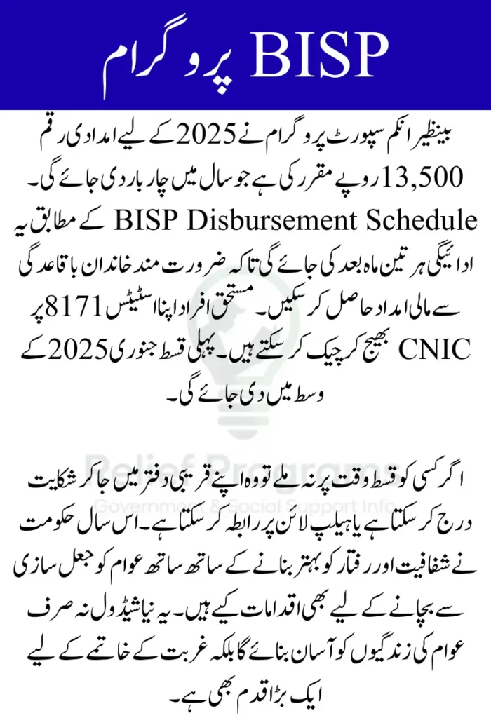 BISP Disbursement Schedule