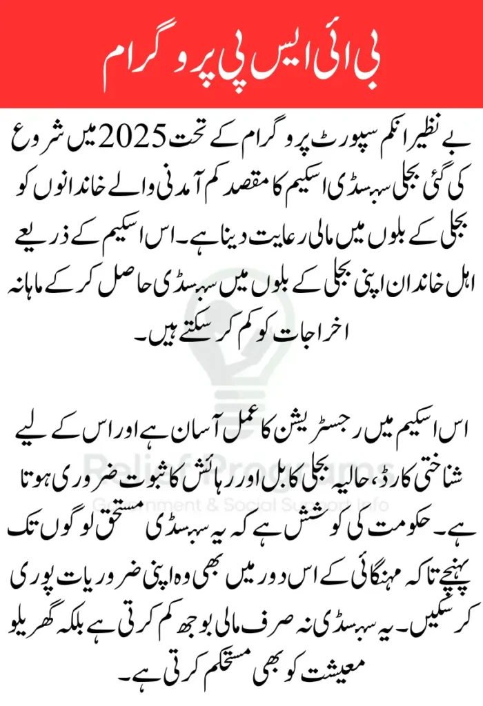 BISP Electricity Subsidy